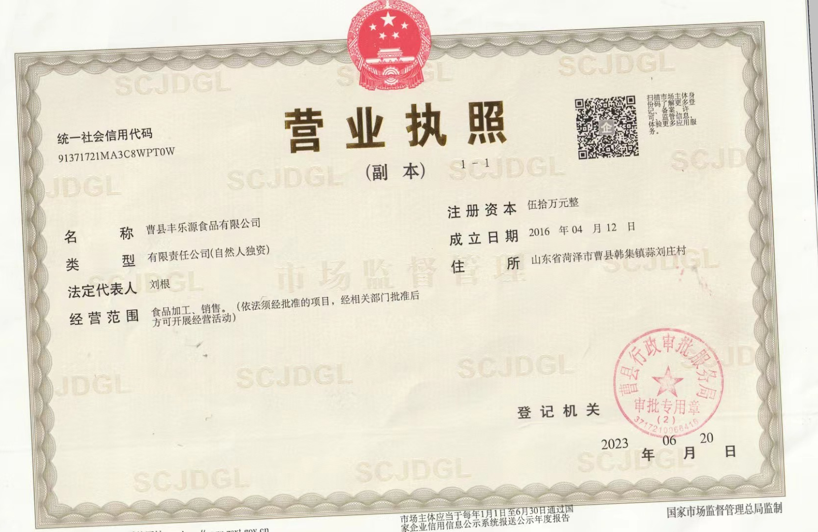 營業(yè)執(zhí)照（副本）